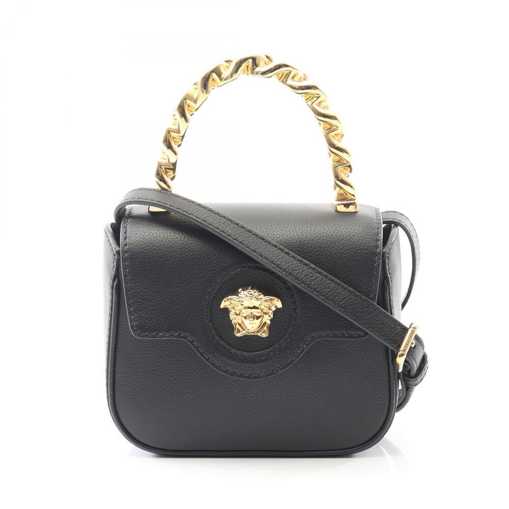 Versace La Medusa Handbag Leather Black